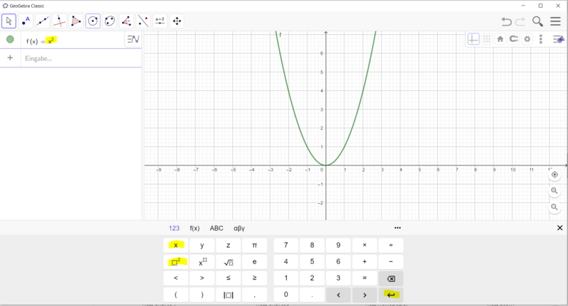 GeoGebra Normalparabel zeichnen.png