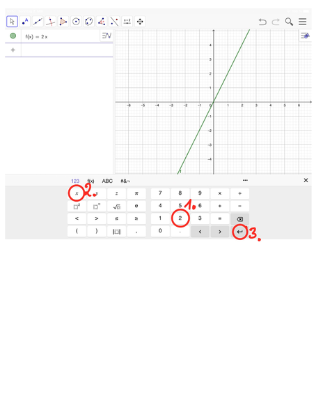 Datei:GeoGebra Graphen zeichnen f(x) = 2x.png