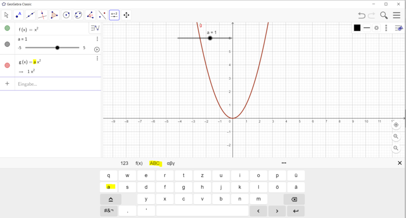 GeoGebra Funktionsgleichung mit Schieberegler.png