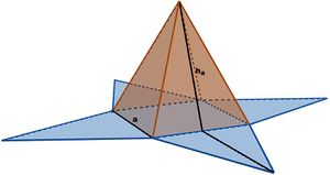 Schrägbild einer Pyramide mit angegebener Kantenlänge und Seitenhöhe